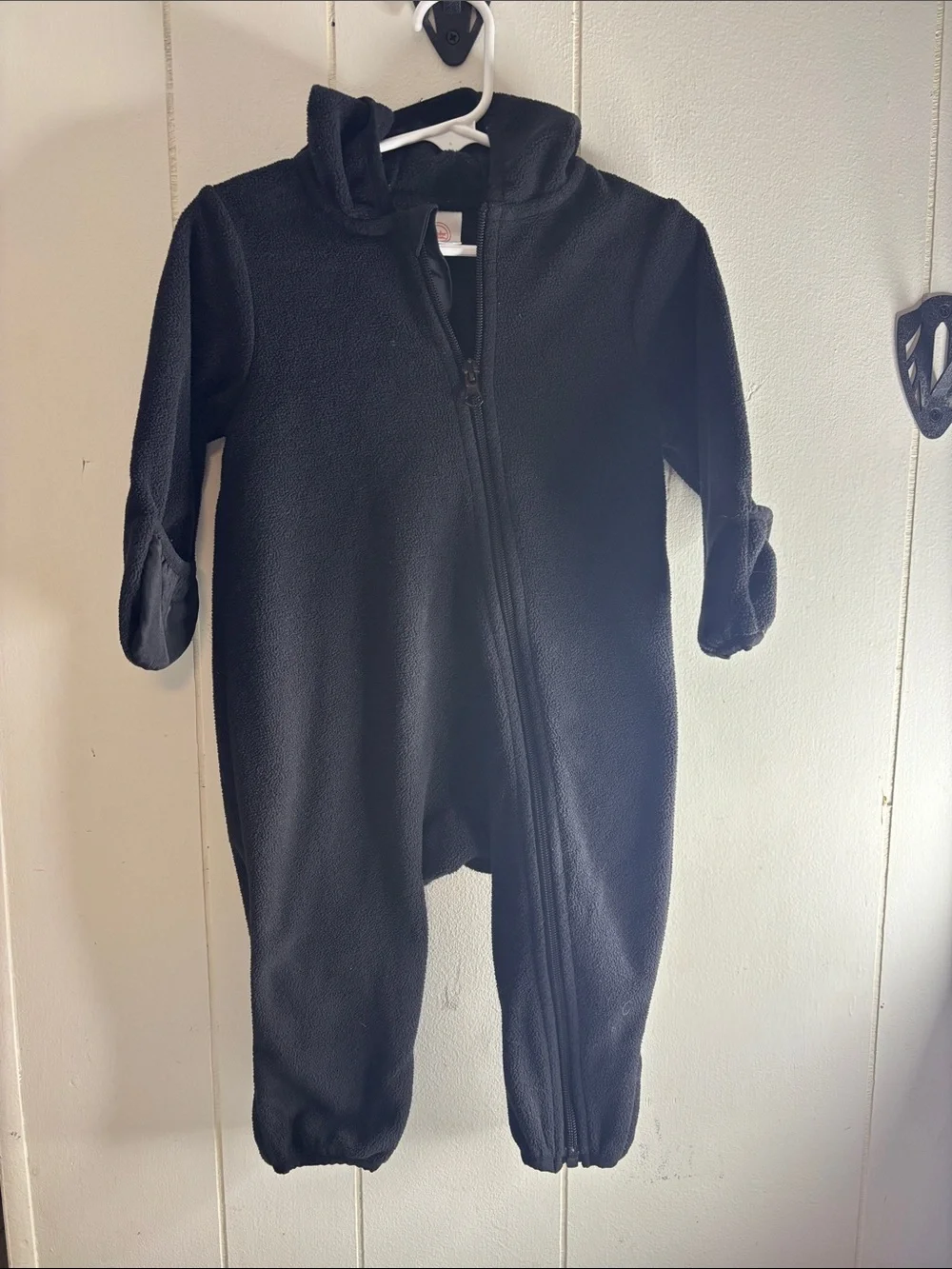 494 - Baby Black Fleece One-Piece Zipper Snow Suit